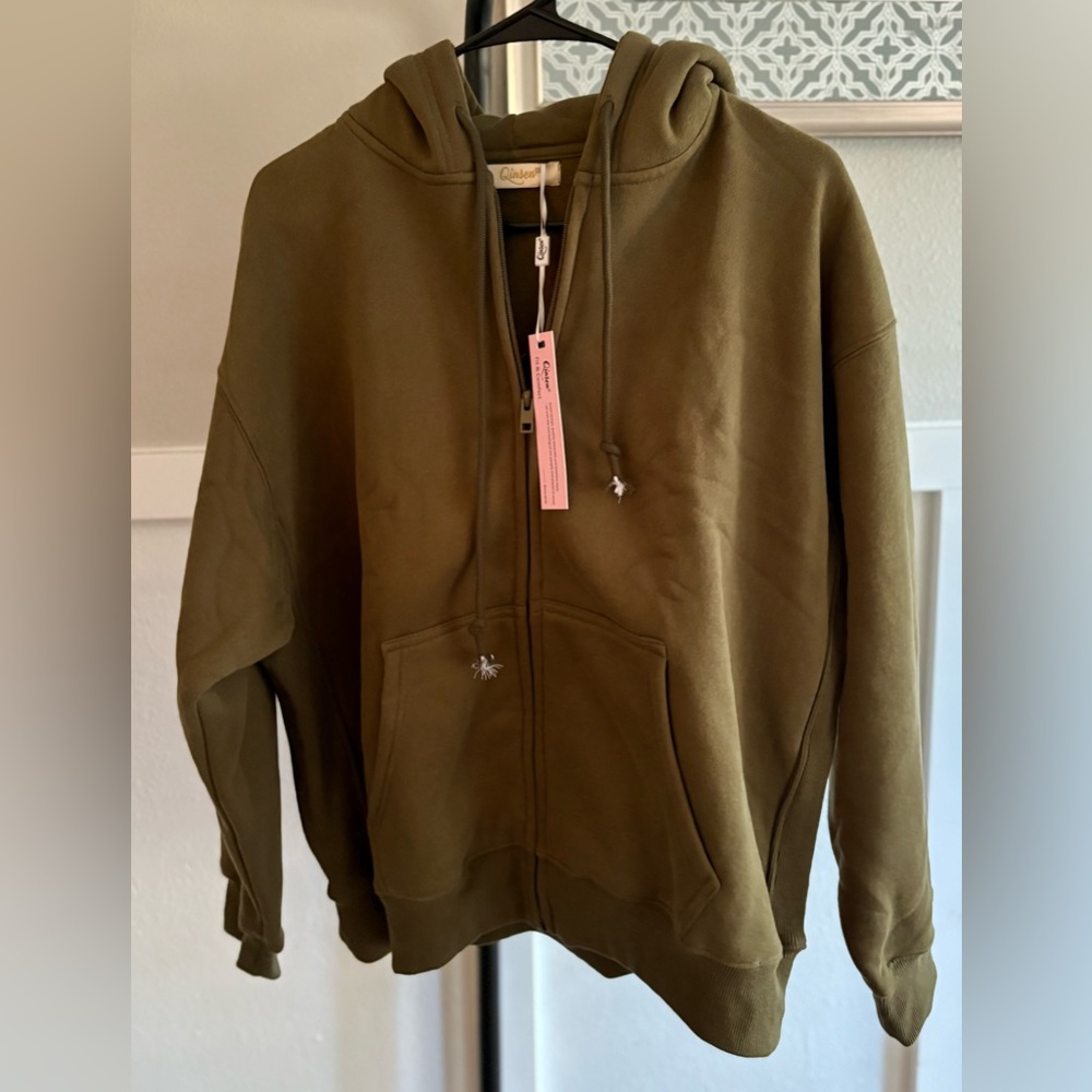Men's Olive Green Zip-Up Sweater